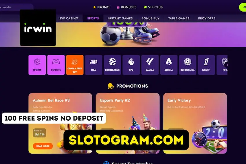 Ставки на спорт и киберспорт с бонусов и кешбэком в казино IRWIN.