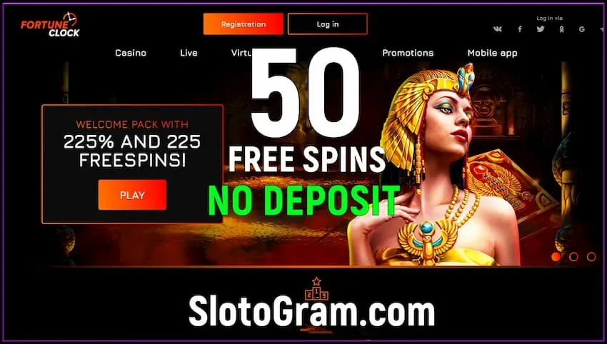 Fortune Clock Casino Review and Bonus No Deposit (50 Spins) o loʻo i le ata.