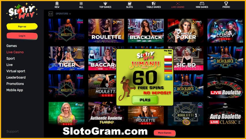 Slottyway 60 free spins online