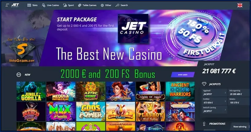 JET Casino, o mellor novo casino en liña está na foto.