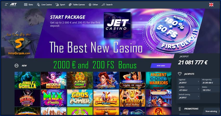 JET Casino, лучшее новое онлайн казино есть на фото.