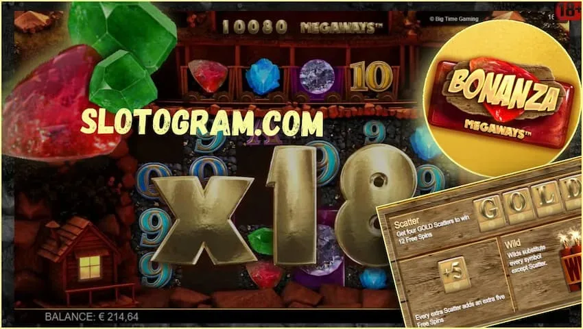 Iomadachadh neo-chrìochnach anns an t-slot Bonanza Megaways air an dealbh.