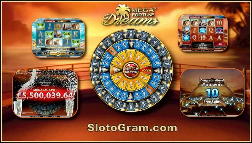 Progressive Jackpot Slot Mega Fortune Dreams voor de site SlotoGram er is een foto.