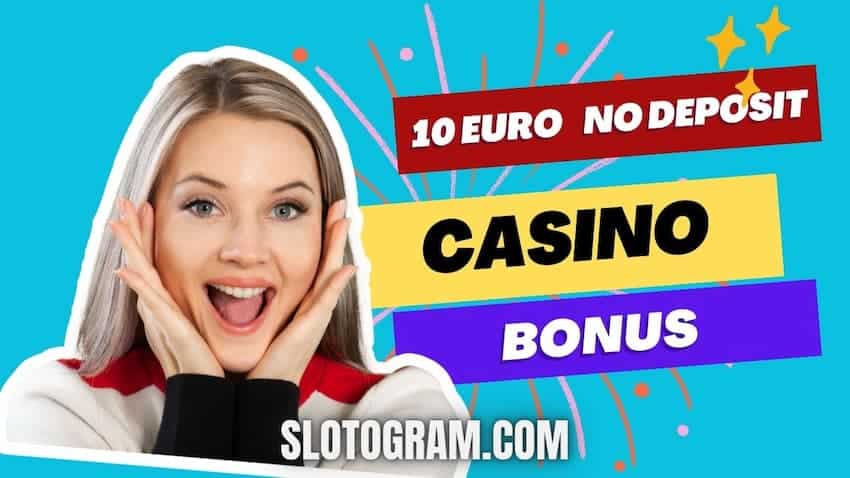 Laimingos merginos atvaizdas ir užrašas „10 € nemokamai be depozito kazino 2024“.