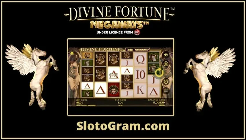 Обзор слота Divine Fortune Megaways есть на фото.