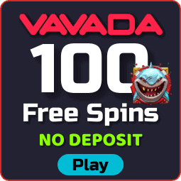 100 Senpagaj Spinoj per fendo Razor Shark al la kazino VAVADA por registriĝi en la retejo SlotoGram estas en la foto.