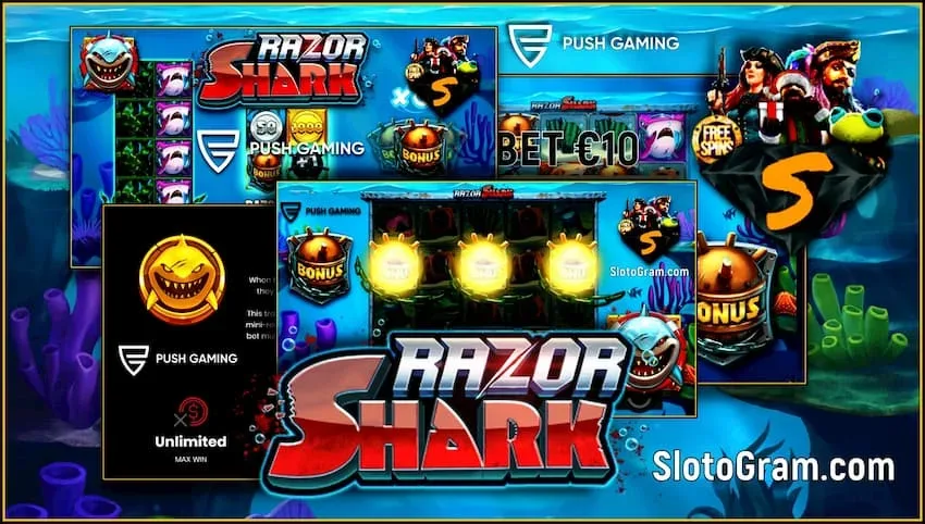 Slot oversikt Razor Shark (2024) + 100 FS i kasinoet VAVADA det er et bilde.