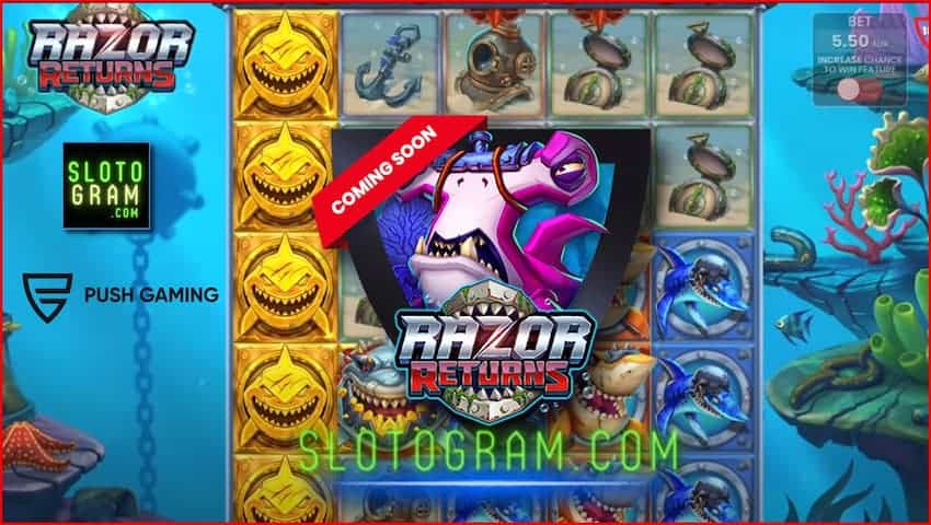 Na zdjęciu nowe gniazdo Shark Returns od dostawcy Push Gaming dla kasyna online 2024.