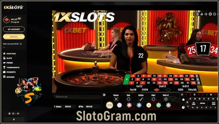 Ruleta dentro 1xSlots - o xogo máis popular no Live Casino está na foto.