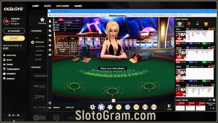 Виртуальный Black Jack в 1xSlots Live Casino есть на фото.