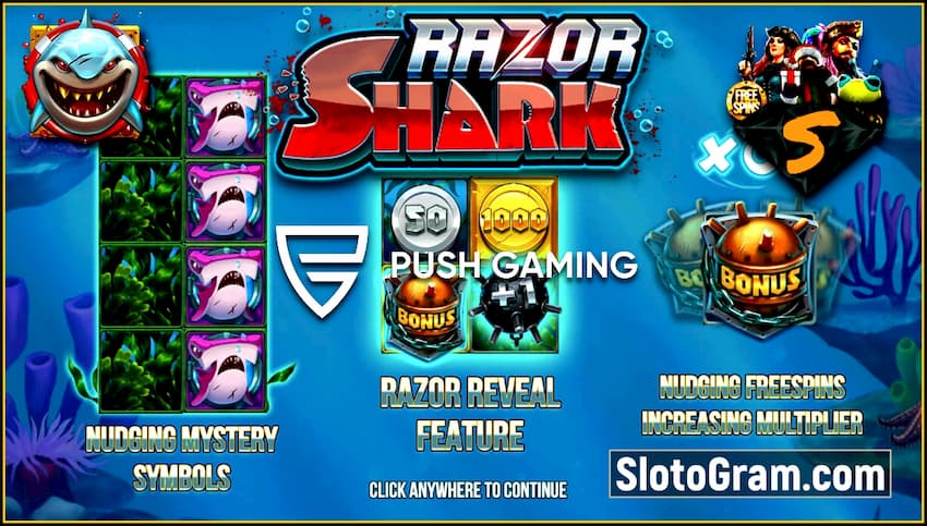 Символы Scatter и символы Бонуса в слоте Razor Shark от провайдера Push Gaming!