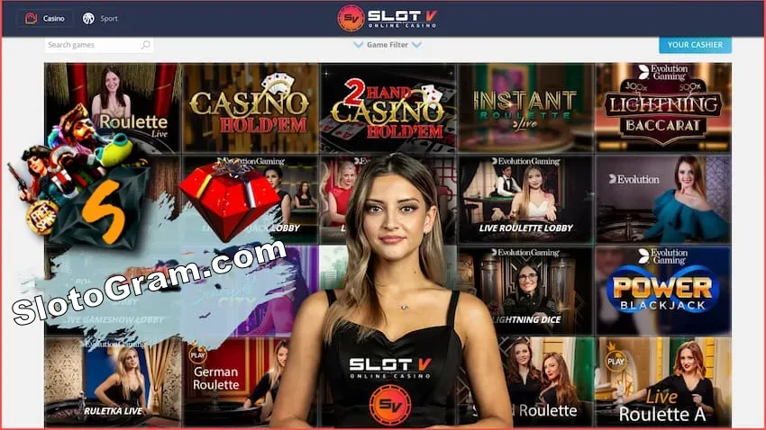 Live casino Slot V 2021 is in this photo.