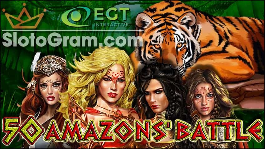 Video Slot Amazon's Battlegewidmet fir déi antike Kricher vun der Amazon um Site SLotоgram.com op der Foto déi et gëtt