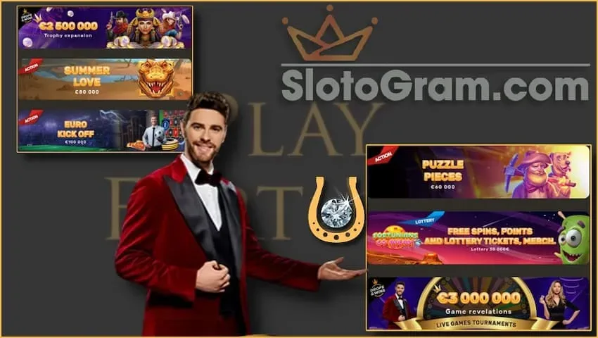 Interretaj kazinoj Play Fortuna faras ĉiajn monajn desegnaĵojn en la retejo Slotogram.com en la foto estas