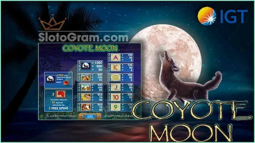 Coyote Moon - игра с преимуществом символов "Wilds" на сайте Slotogram.com на фото есть