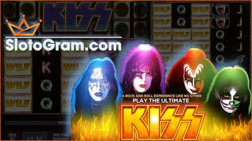 Слот казино KISS из серии "Музыкальные игровые автоматы" с бонусными раундами, спецсимволами, бесплатными вращениями на сайте Slotogram.com на фото есть