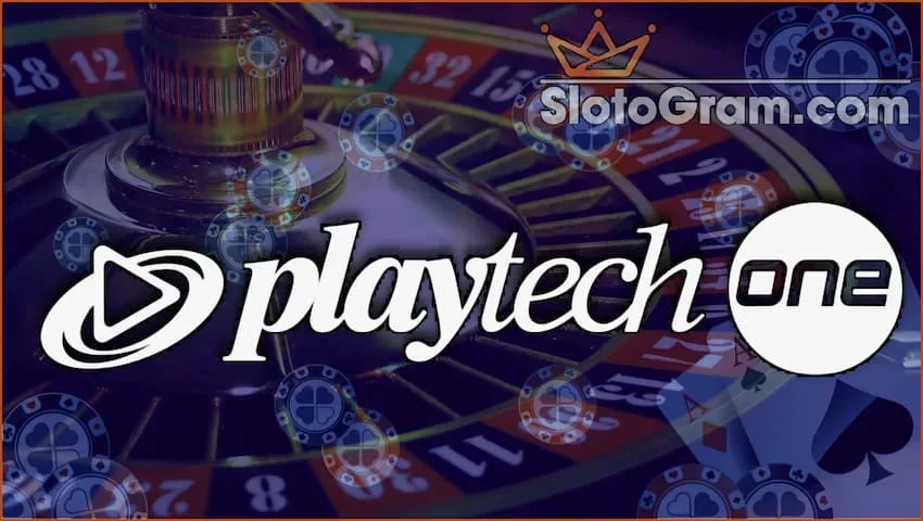 Playtech, tai kazino tiekėjas, žinomas visame pasaulyje svetainėje Slotogram.com ant paveikslo.