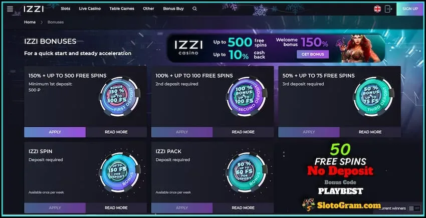 Всем игрокам доступны щедрые бонусы в новом казино IZZI есть на фото.