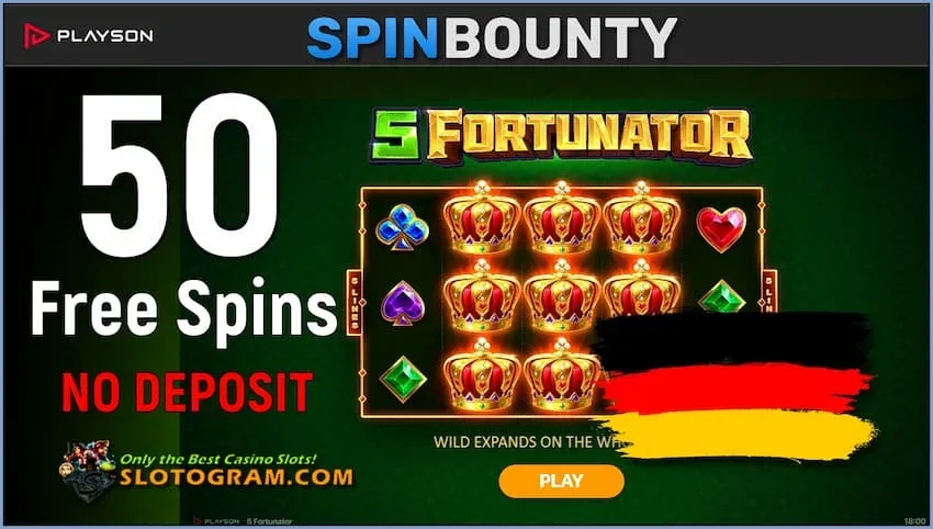 Получи 60 Вращений Без Депозита в Cлоте 5 Fortunator в казино Spinbounty на фото.