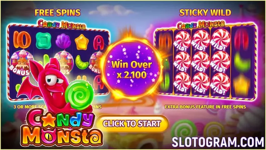 Big win with multiplier in the slot Candy Monstra on the picture.
