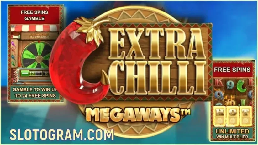 Slot ikuspegi orokorra Extra Chilli Megaways kasinoaren hornitzailearen eskutik Big Time Gaming irudian.
