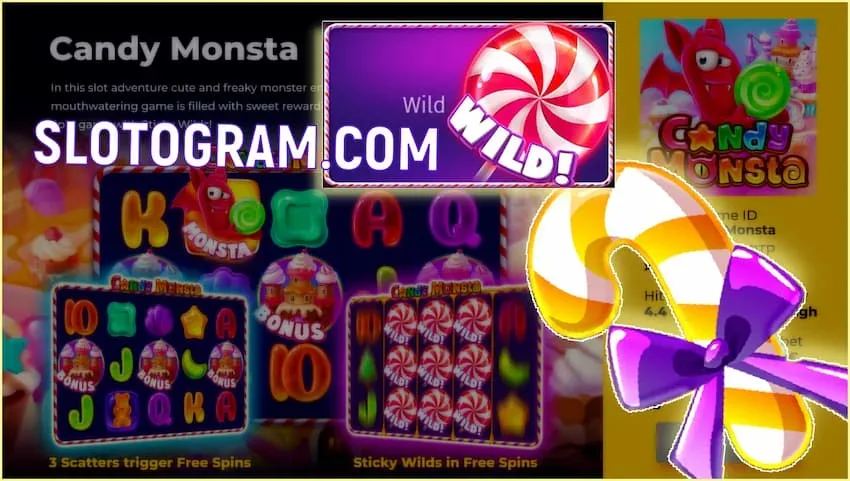 50 бесплатных вращений без депозита в слоте Candy Monstra на фото.
