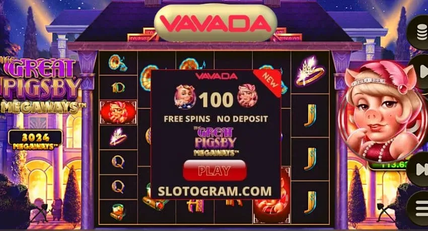 Ulasan mesin slot The Great Pigsby Megaways secara online SLOTOGRAM.COM di gambar.