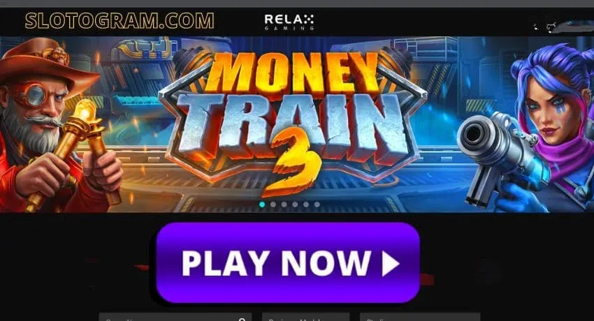 Umshini weSlot Money Train 3 kusuka kumhlinzeki Relax Gaming esithombeni.