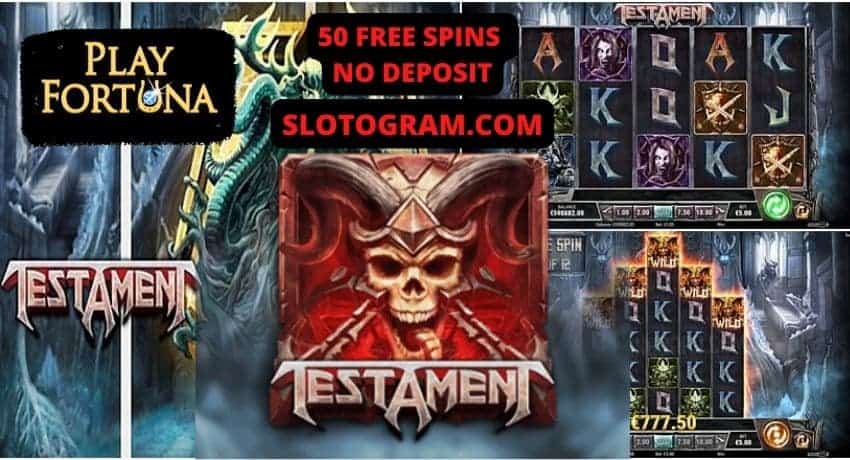 50 бесплатных вращений в слоте TESTAMENT в казино Play Fortuna на фото.