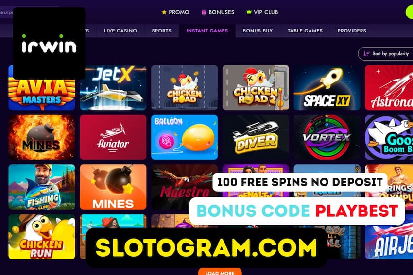 Каталог краш игр включая Aviator Spribe в казино IRWIN