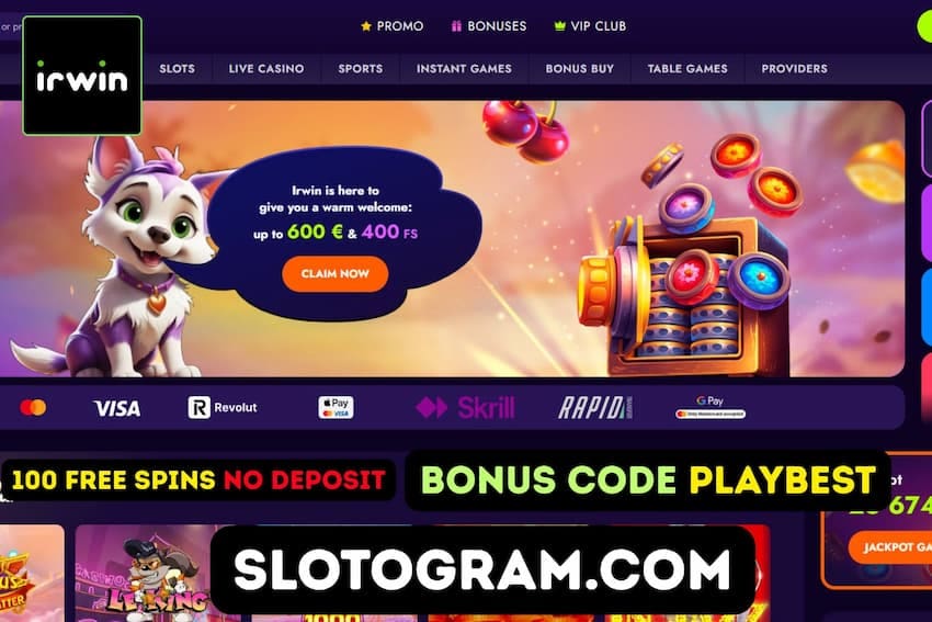 Главная страница официального сайта Irwin Casino: современный интерфейс и навигация.