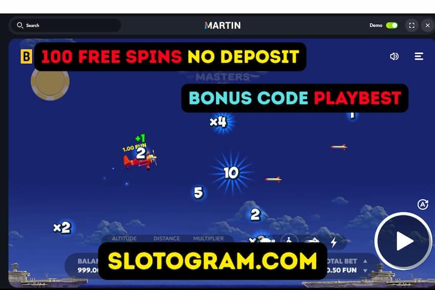 Краш игра в казино Martin и бонус без депозита для игроков из Украины, Казахстана и России с бонус кодом PLAYBEST.