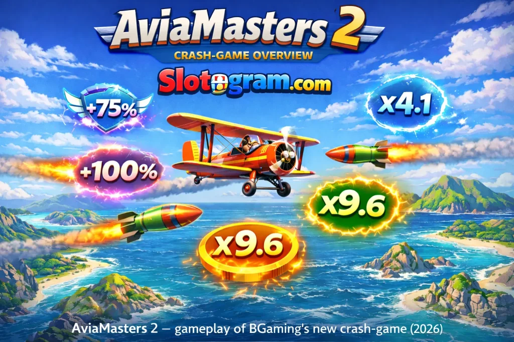 AviaMasters 2 от BGaming — геймплей с бустерами множителями и ракетами над островами