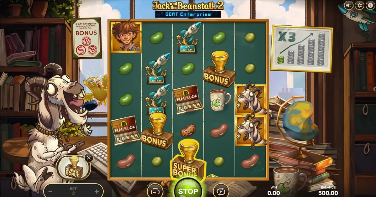 Символы Bonus и Super Bonus на барабанах Jack and the Beanstalk 2